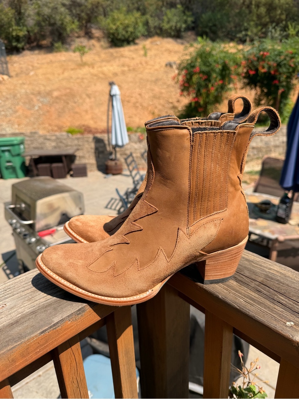 Women's Tan Suede Western Ankle Booties